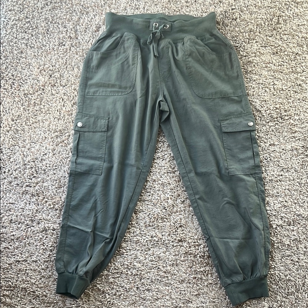 Olive Green Women’s Cargo Jogger Pants with Pockets